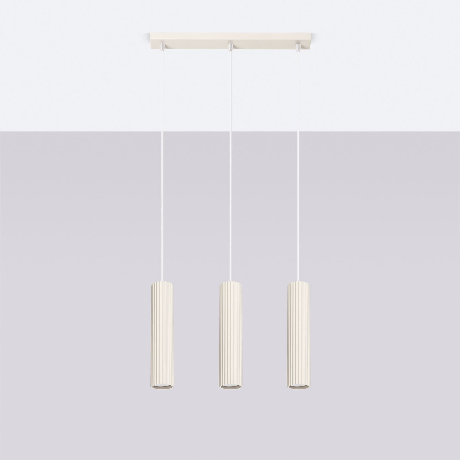 Pendelleuchte 3-flammig GU10 B: 45 cm in Creme Modern