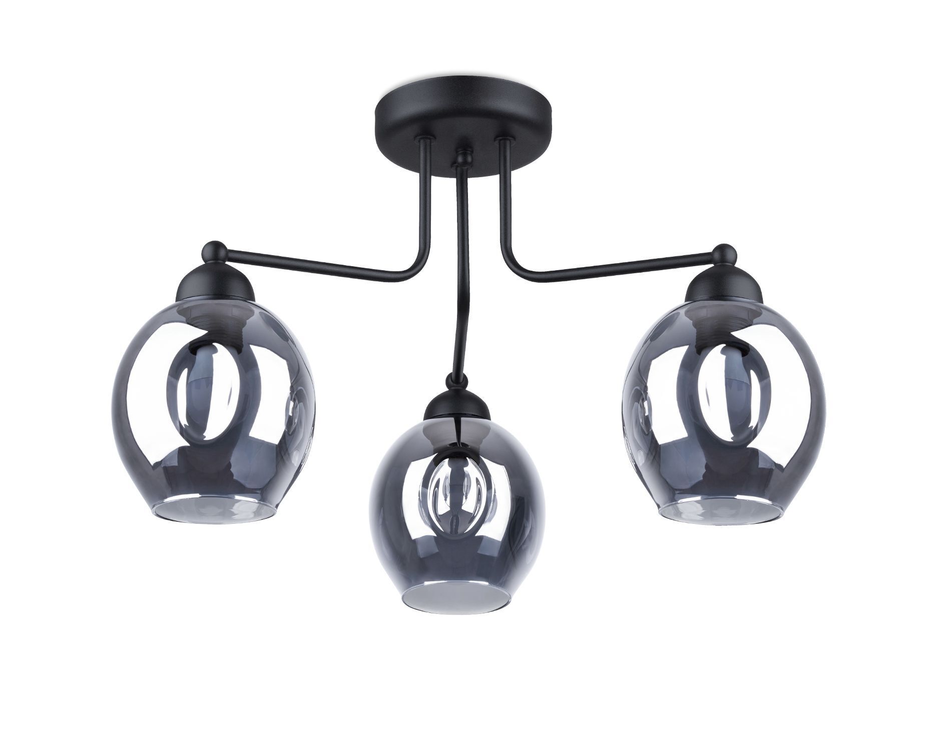 Deckenlampe 3-flammig Schwarz Rauchglas E27 Modern