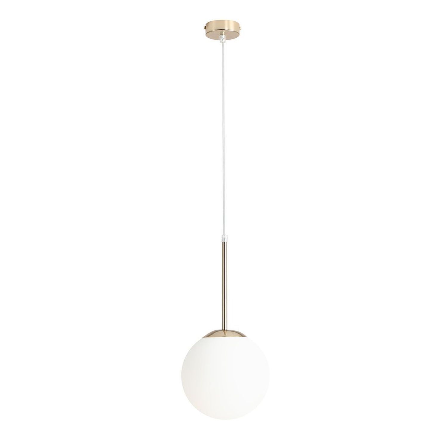 Pendelleuchte E27 Glas Metall in Gold Weiß Ø20 cm Kugel
