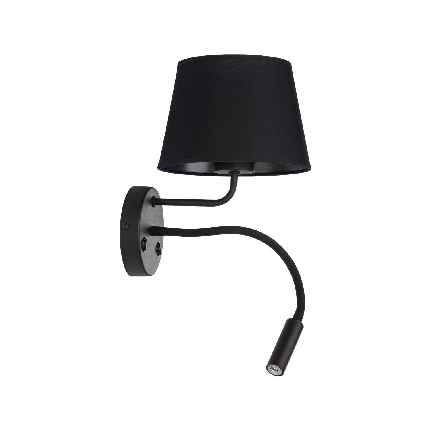 Wandlampe Schalter Schwanenhals H: 50 cm E27 + G9 Schwarz