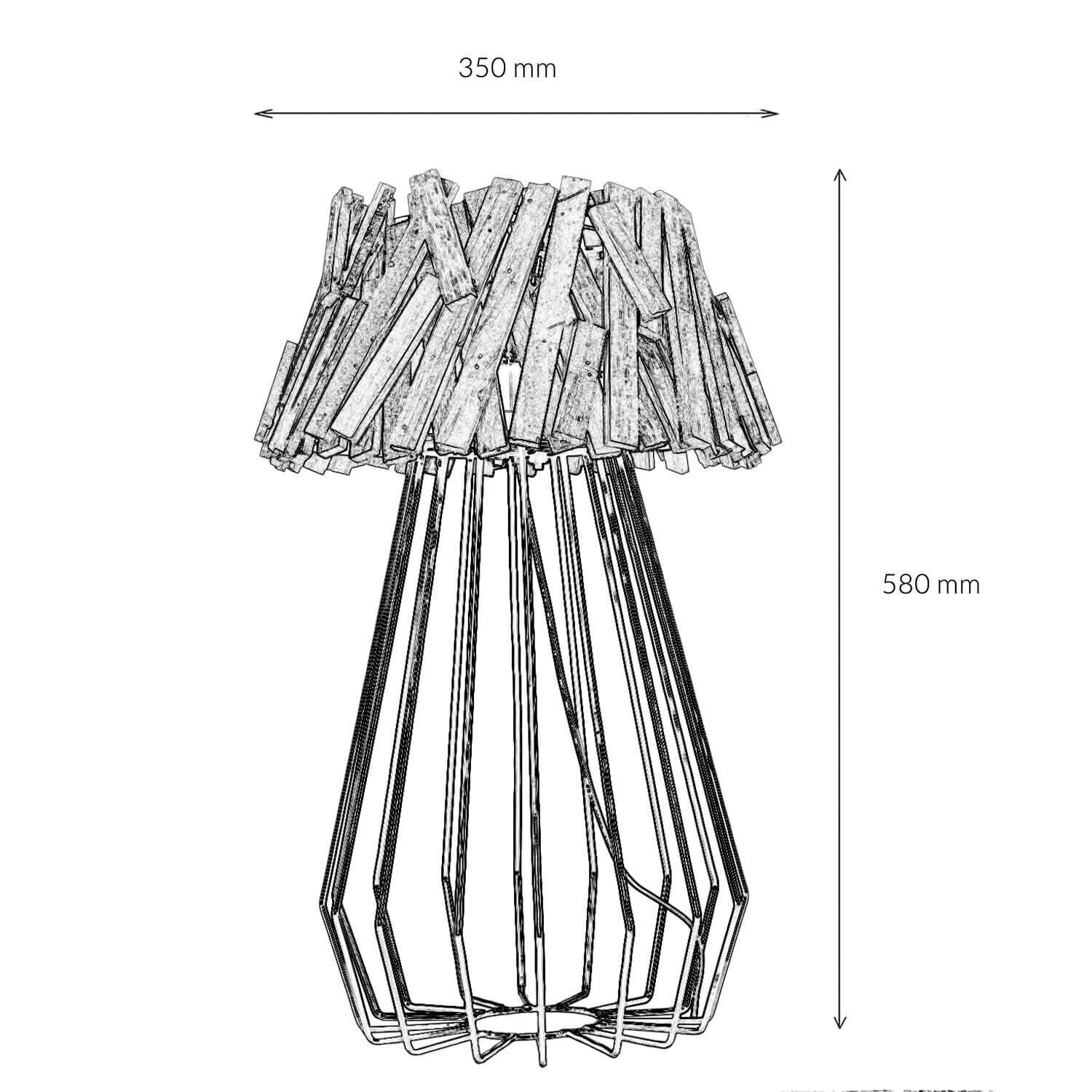 Tischlampe Treibholz Metall 58 cm E27 Handarbeit