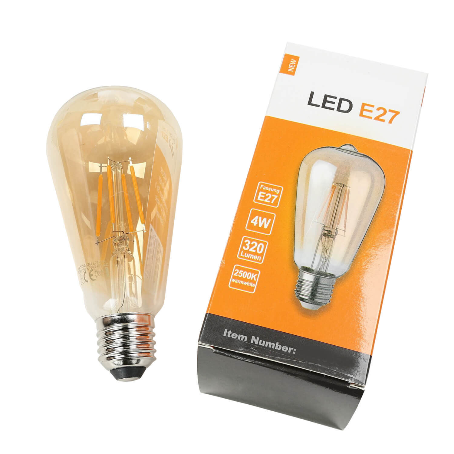 Filament Leuchtmittel LED E27 dimmbar 4 W 2500 K warmweiß 320 lm - LM10060