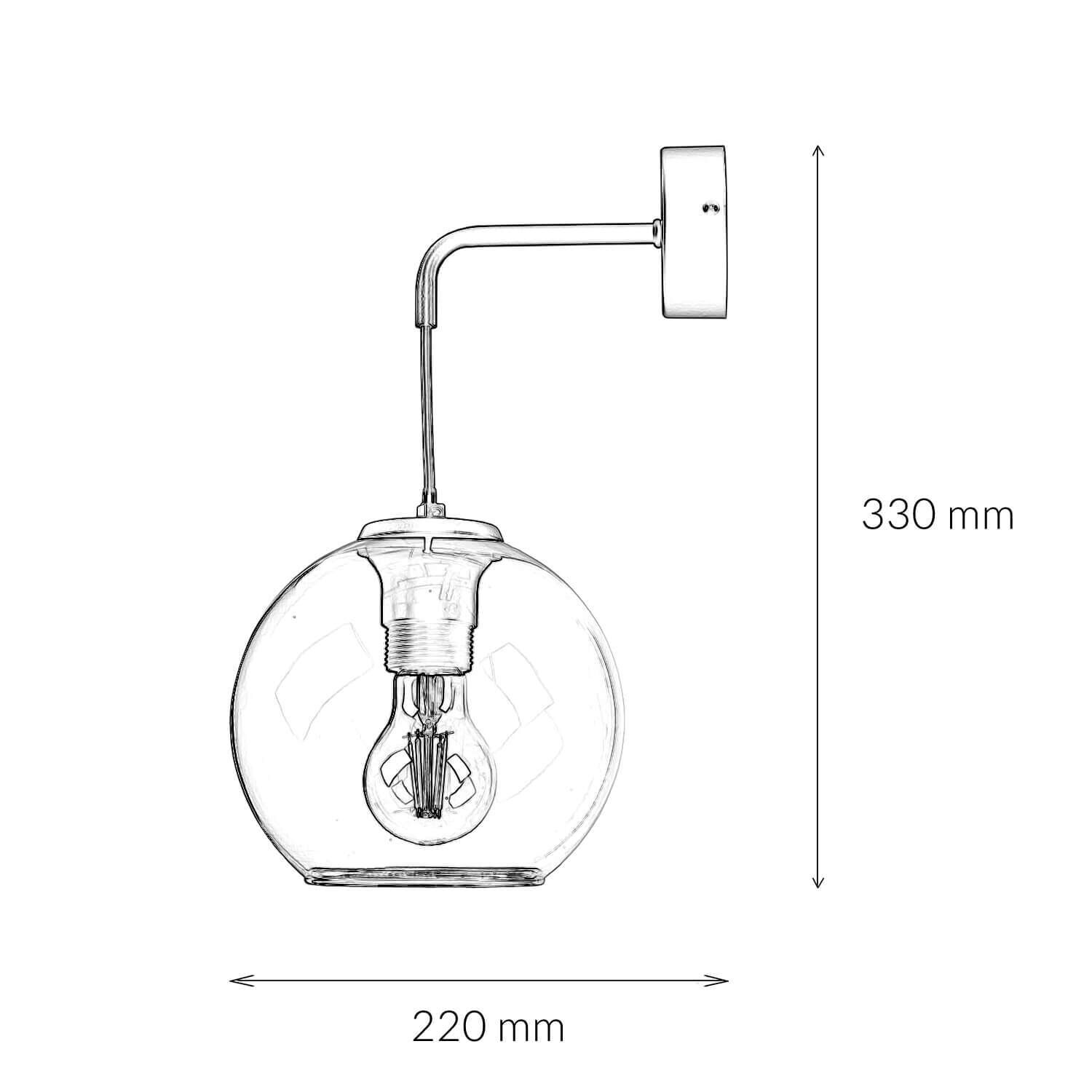 Wandleuchte Rauchglas Kugelschirm E27 Pendelarm Schwarz