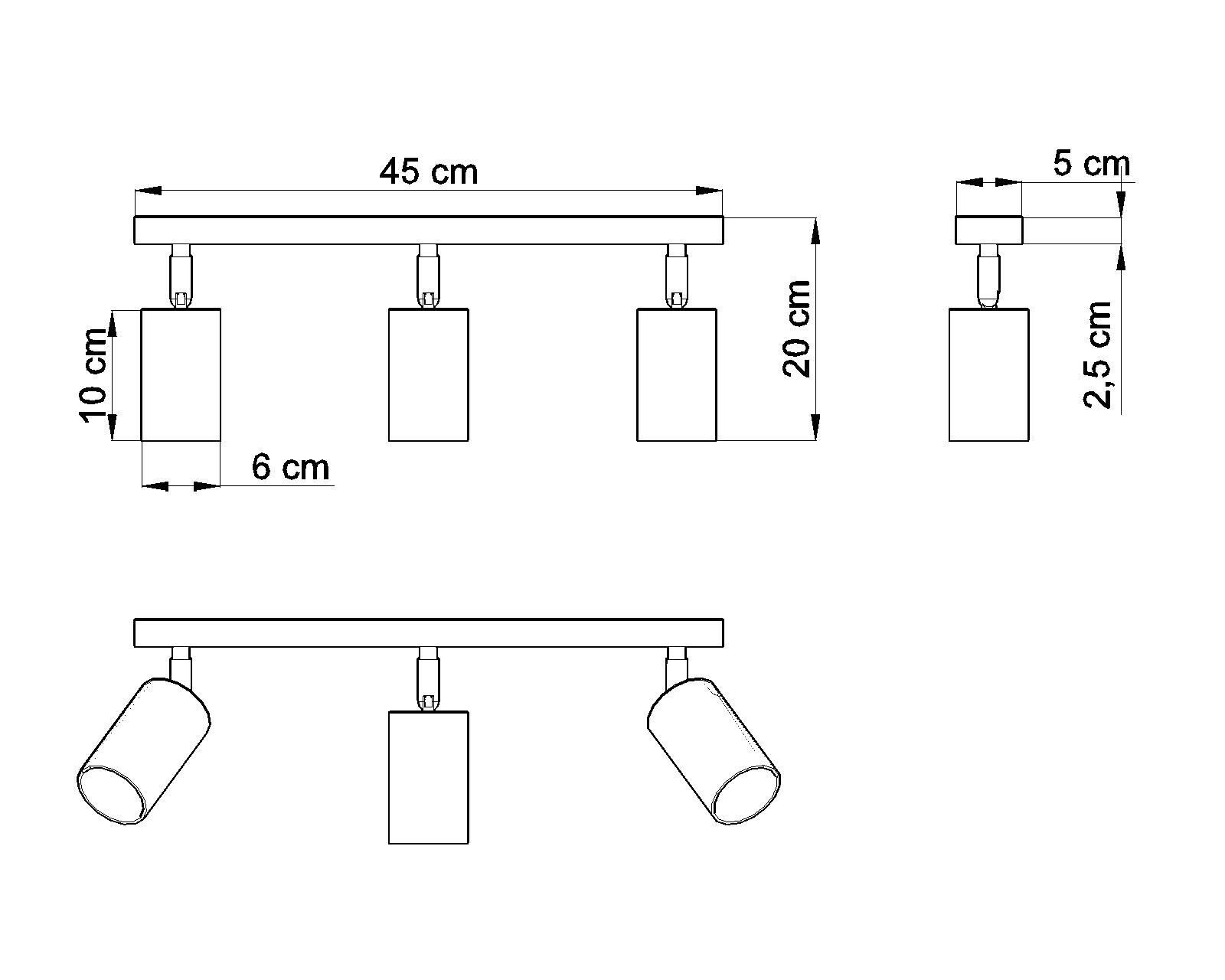 Deckenlampe Holz L:45cm 3x GU10 Strahler Spot Lampe