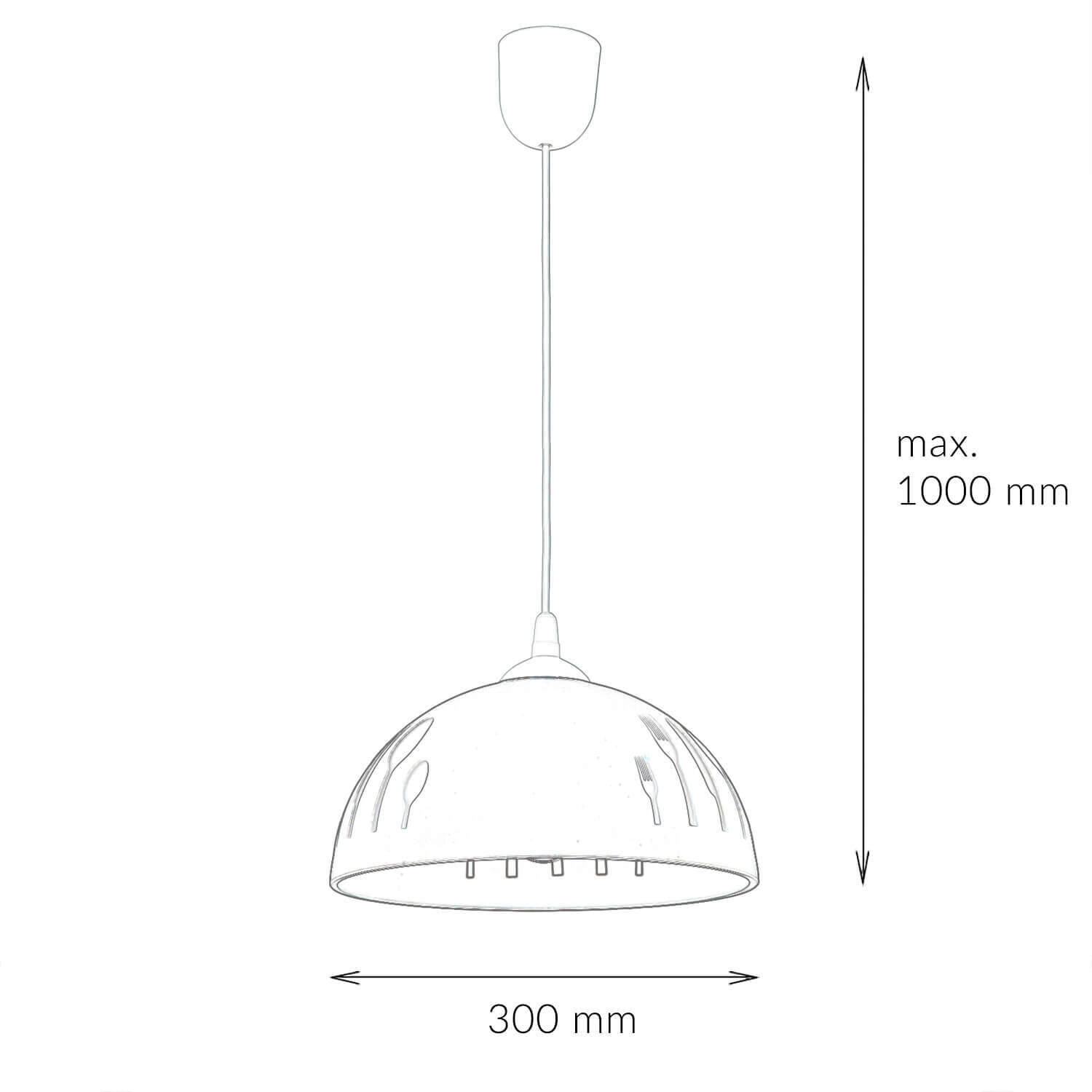 Küchenlampe Retro Glas mit Motiv Ø30cm