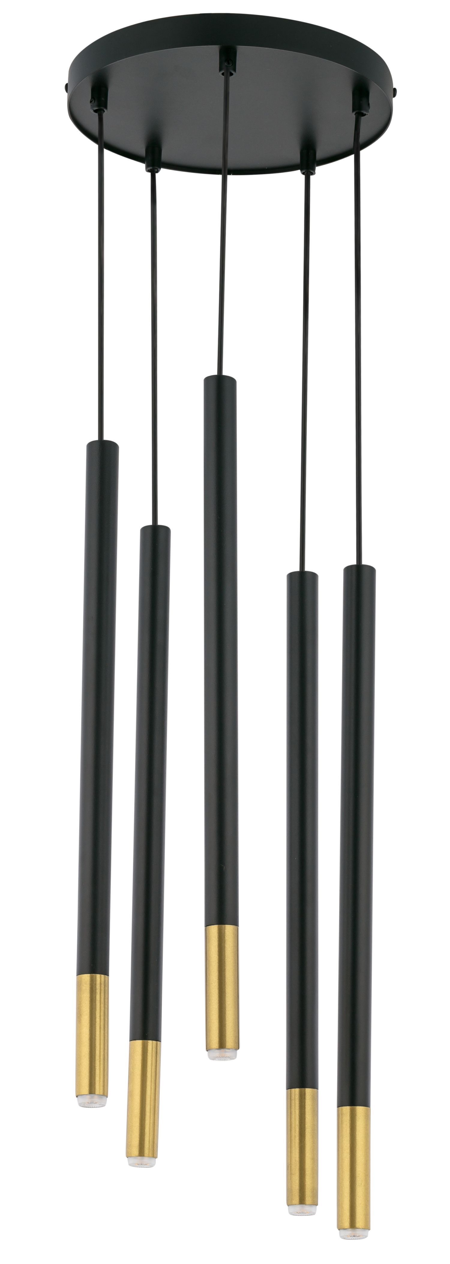 Runde Pendellampe Schwarz Gold Messing Ø25 cm dekorativ