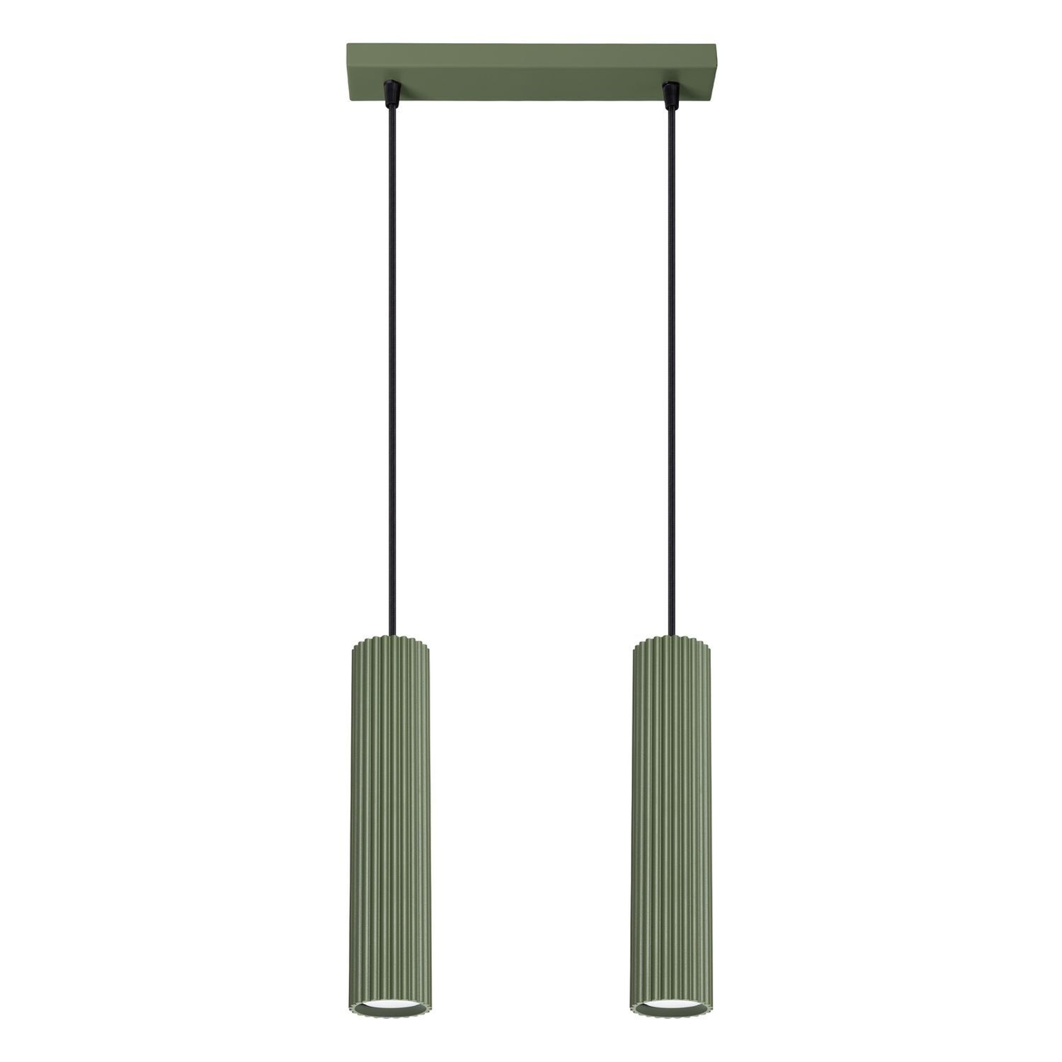 Hängeleuchte 30 cm breit 2-flammig GU10 Grün Modern aus Alu