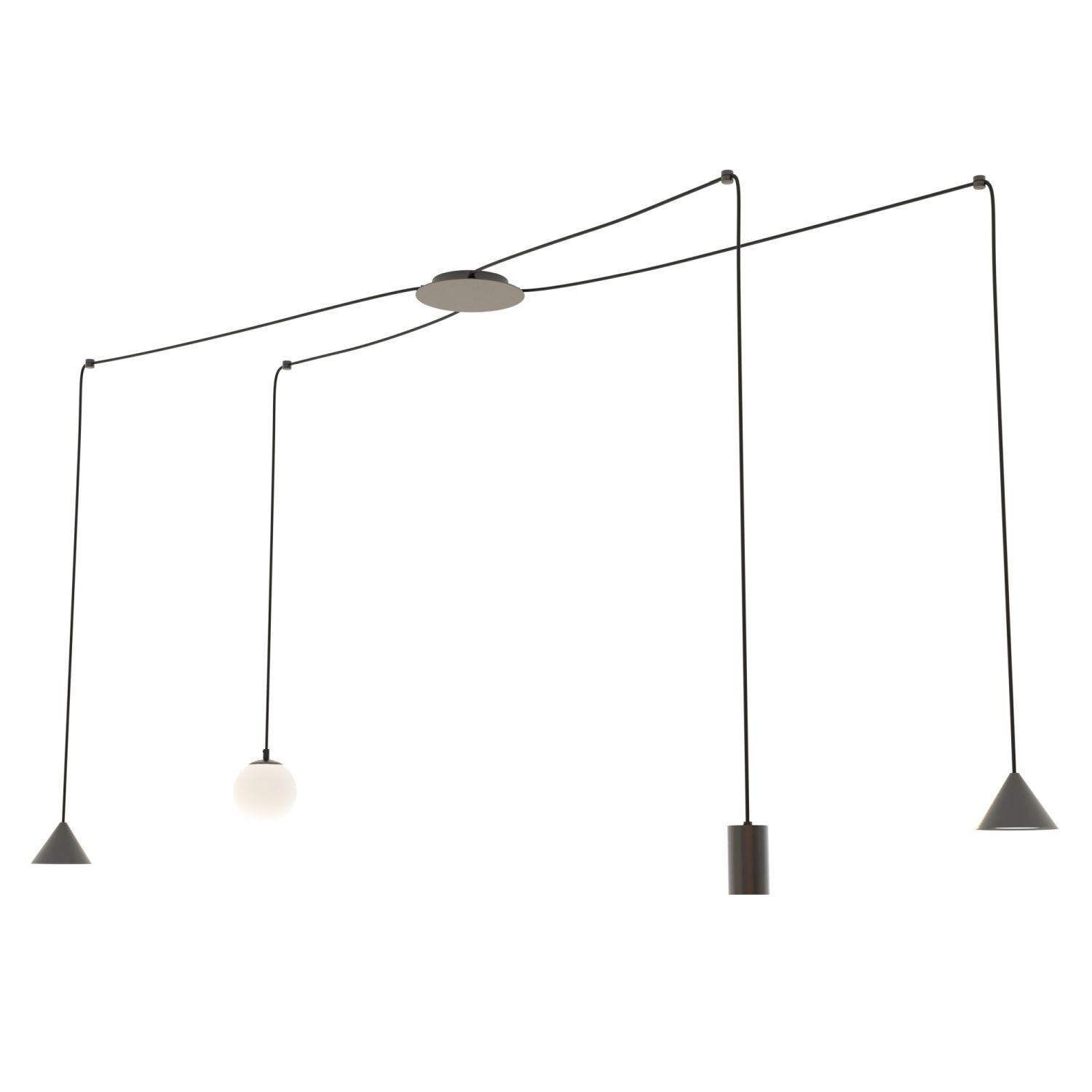 Spider Hängelampe Metall Glas flexibel elegant XXL