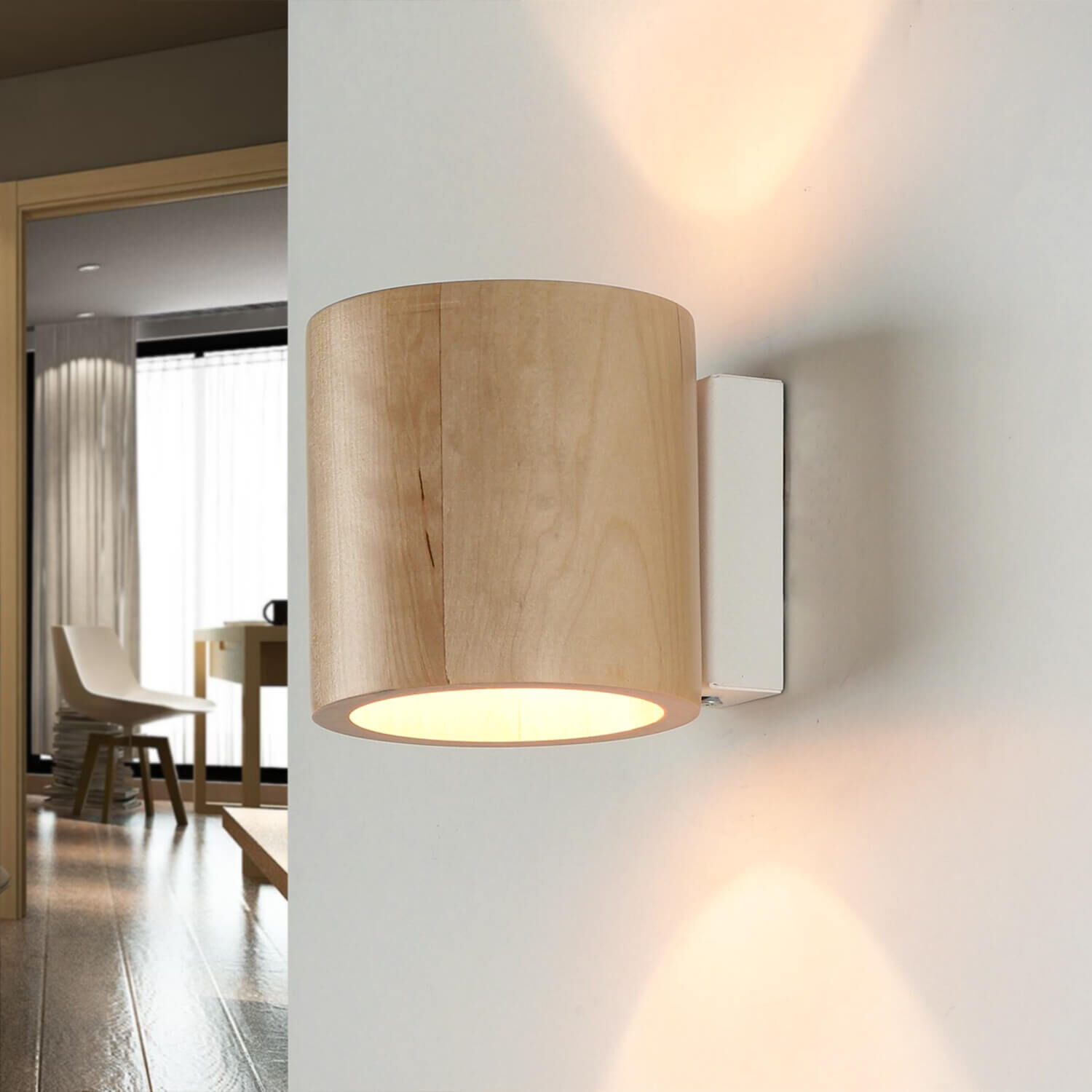 Kleine Wandlampe Holz Up Down G9 wohnlich VALERYA Flur