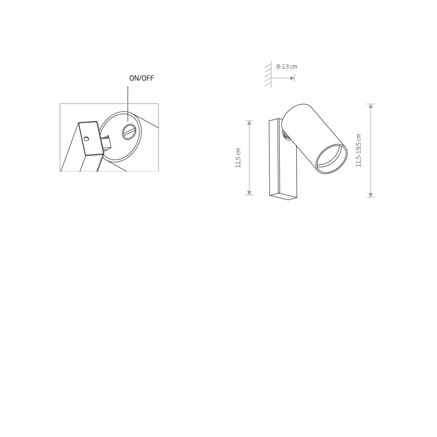 Wandleuchte GU10 Messing Metall H: 11,5 cm schwenkbar