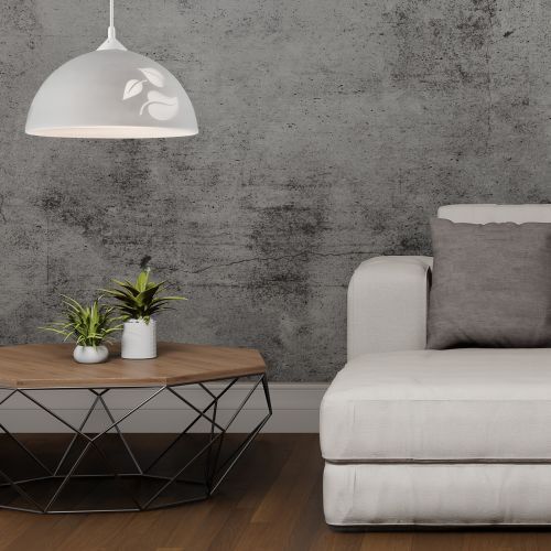Hängelampe Grau Glas rund Esstisch Retro gemütlich