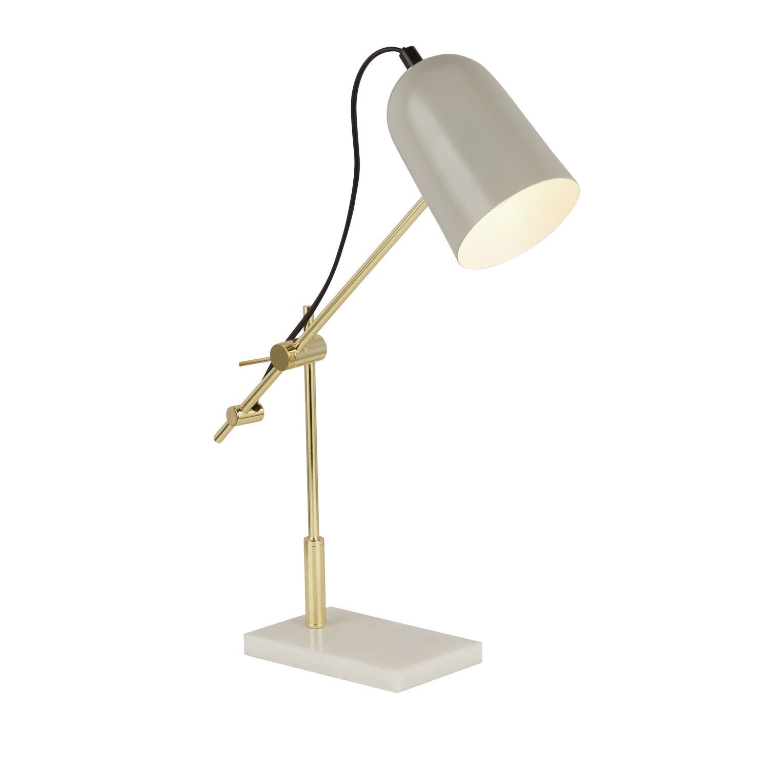 Schreibtischlampe Grau Gold verstellbar 49 cm Marmor Sockel