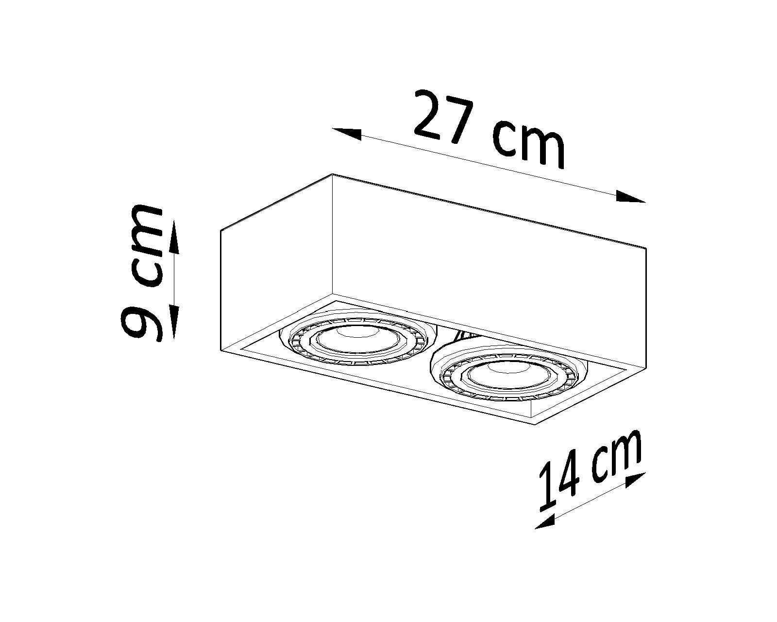 Deckenspot innen Beton 27 cm lang eckig 2-flammig GU10