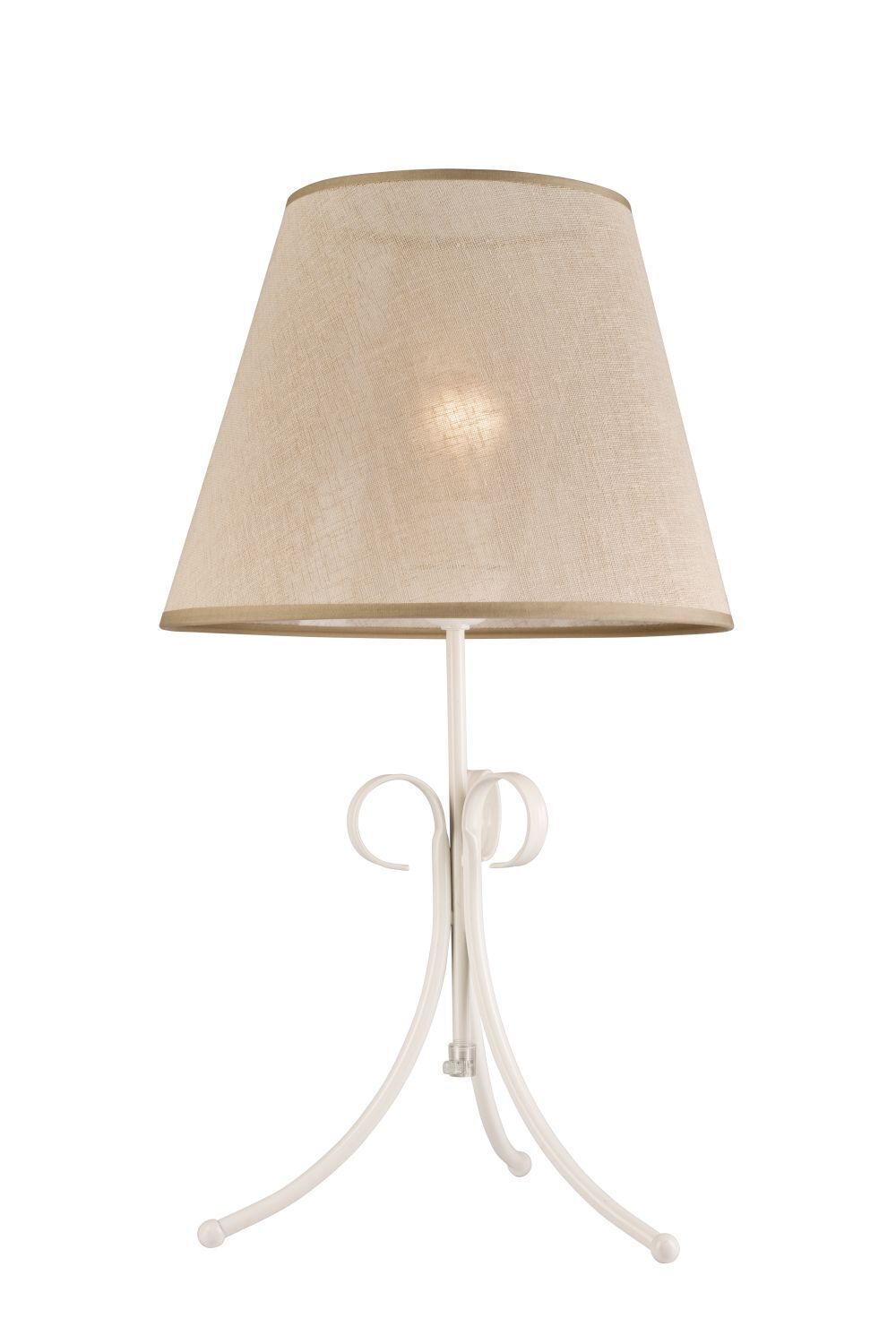 Beige Tischlampe Stoff rund Landhaus ABUELA