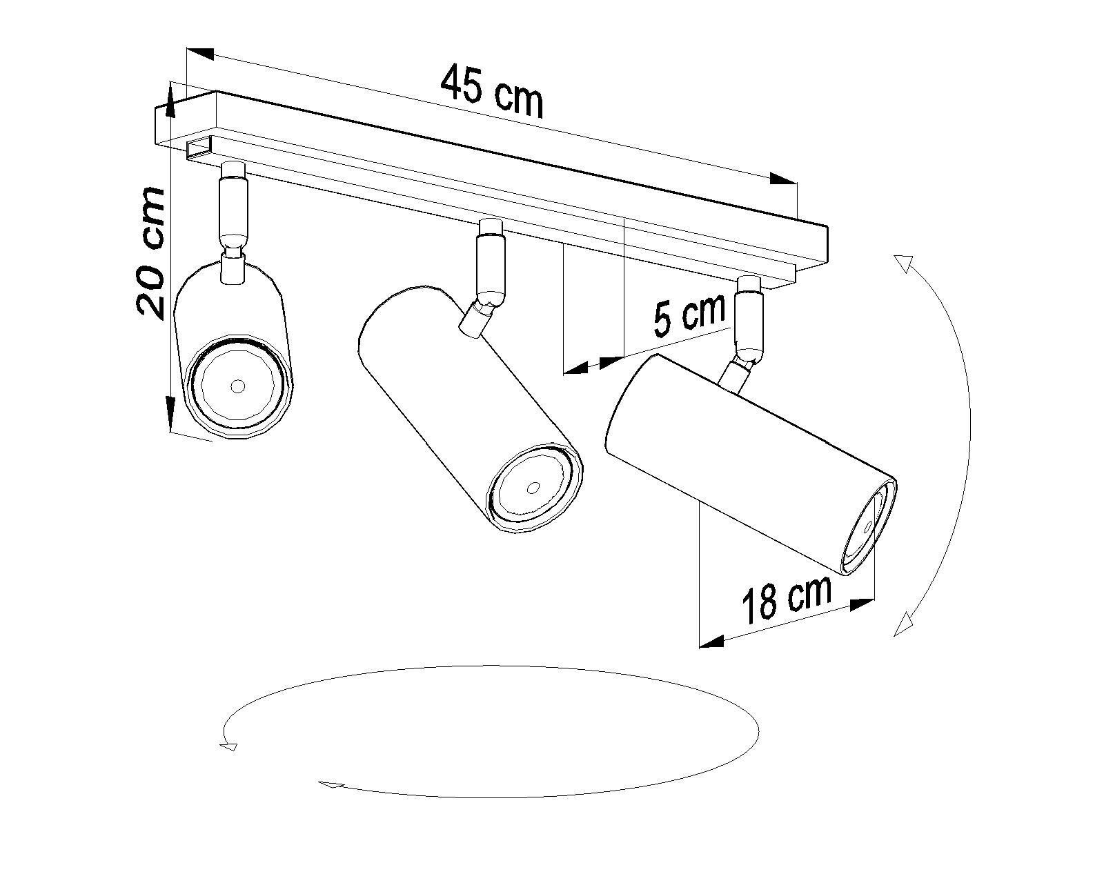 Deckenstrahler Schwarz 3-flammig GU10 Metall Spot Lampe