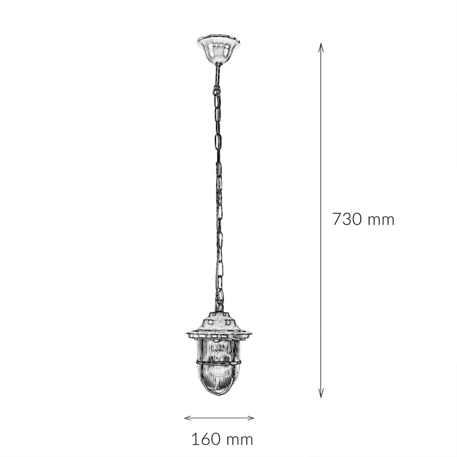 Außen Pendelleuchte Messing Riffelglas IP54 rostfrei