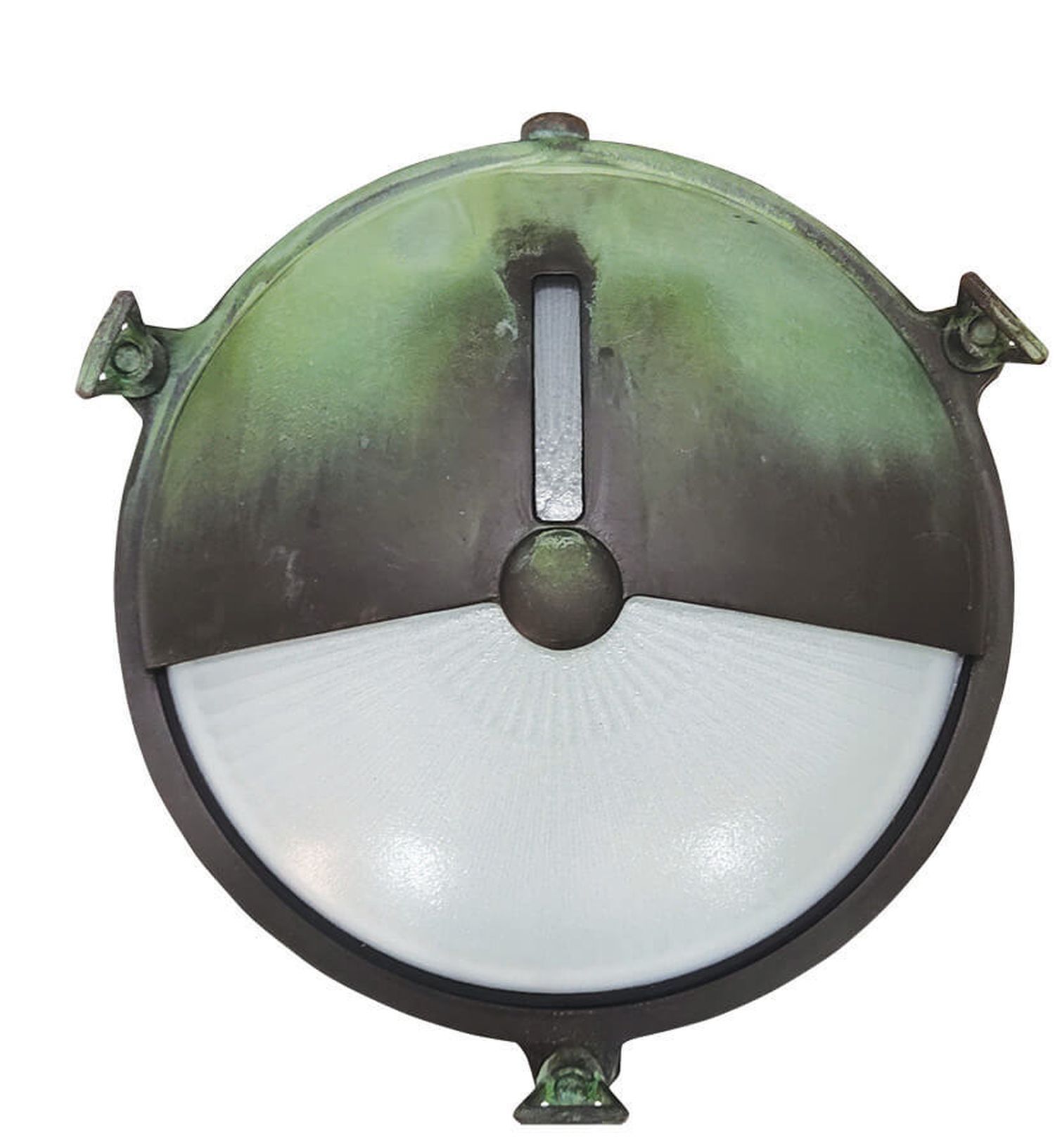 Außenlampe Wand Maritim Messing E27 IP64 D: 21 cm Grün antik