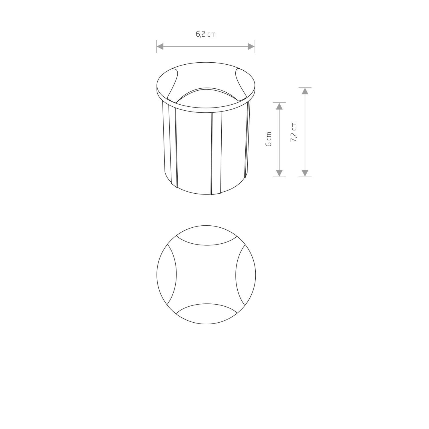 Boden Einbaustrahler LED Schwarz IP65 3000 K 12 lm Ø 6,2 cm