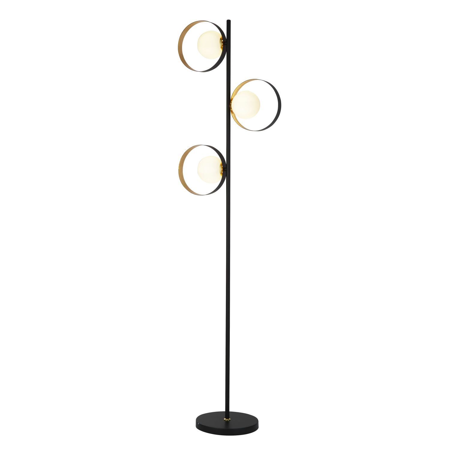 Stehleuchte 3-flammig 149 cm Metall in Schwarz Gold G9