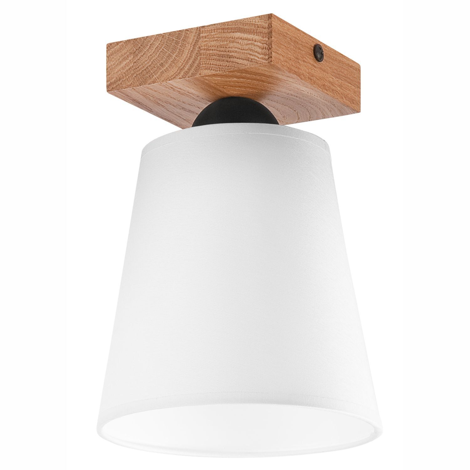 Deckenlampe Weiß Ø 15 cm H: 21 cm klein Stoff Holz Modern