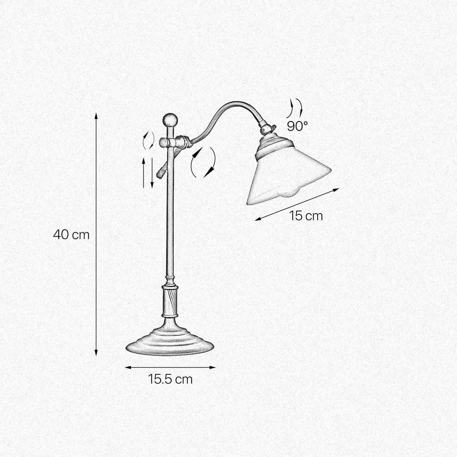 Schreibtischlampe 40 cm Messing Glas Rustikal verstellbar