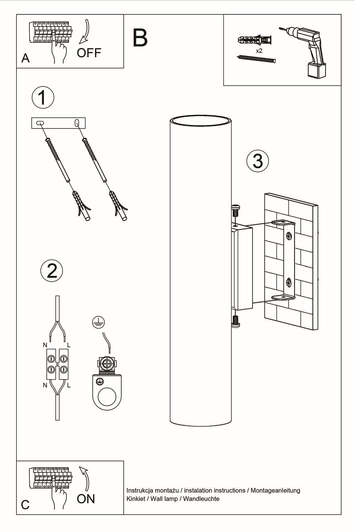 Wandleuchte innen Schwarz 30 cm hoch Up Down Metall