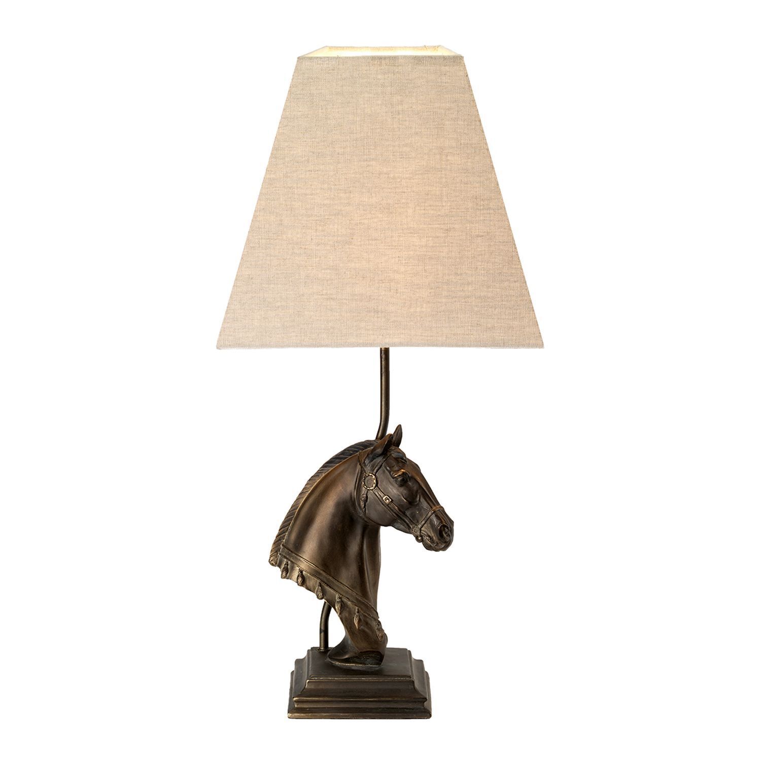 Tischlampe E27 Pferd Büste Resin Jute ANIMIAL