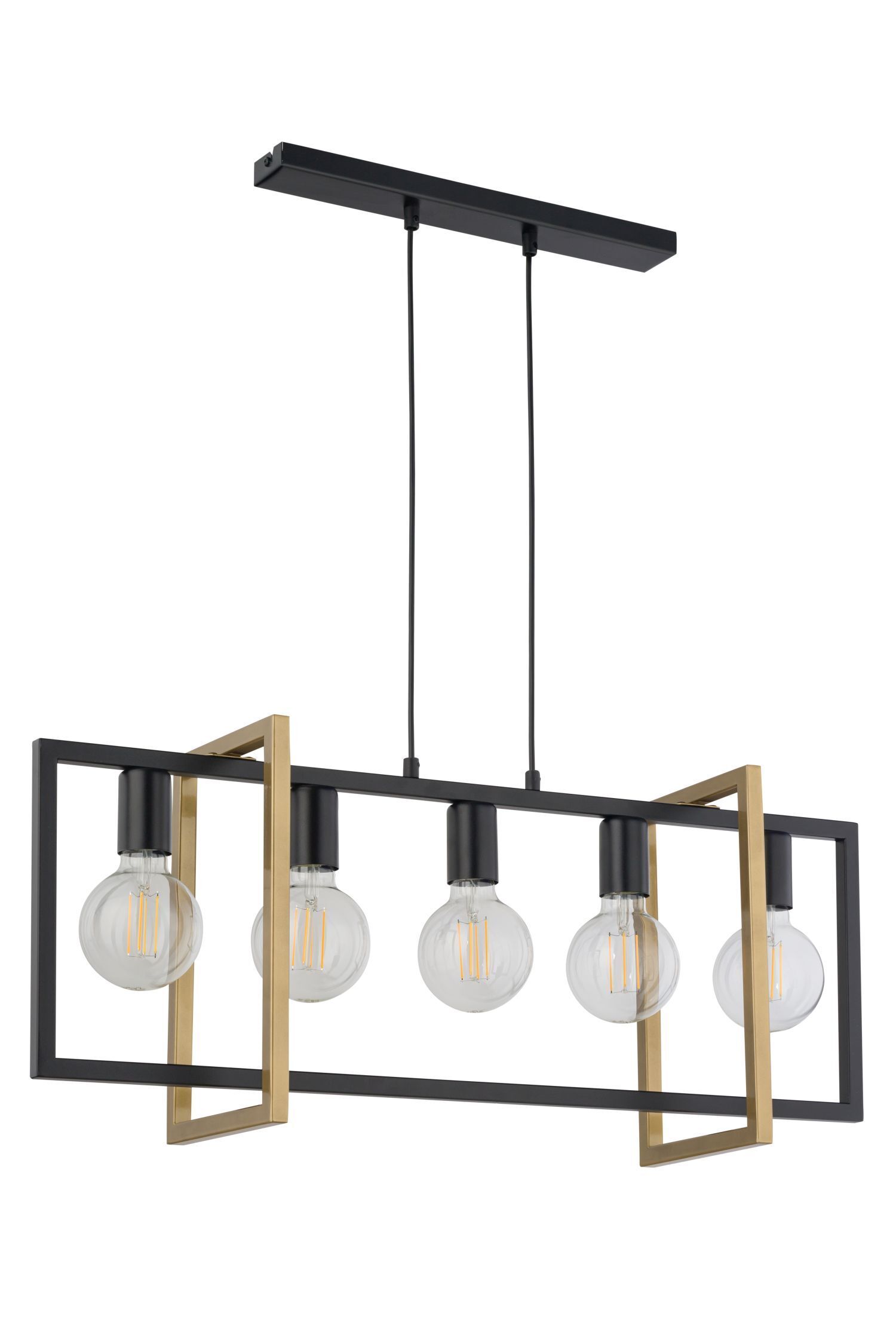 Hängelampe Metall Schwarz Gold 5-flmg bis 0,8 m elegant
