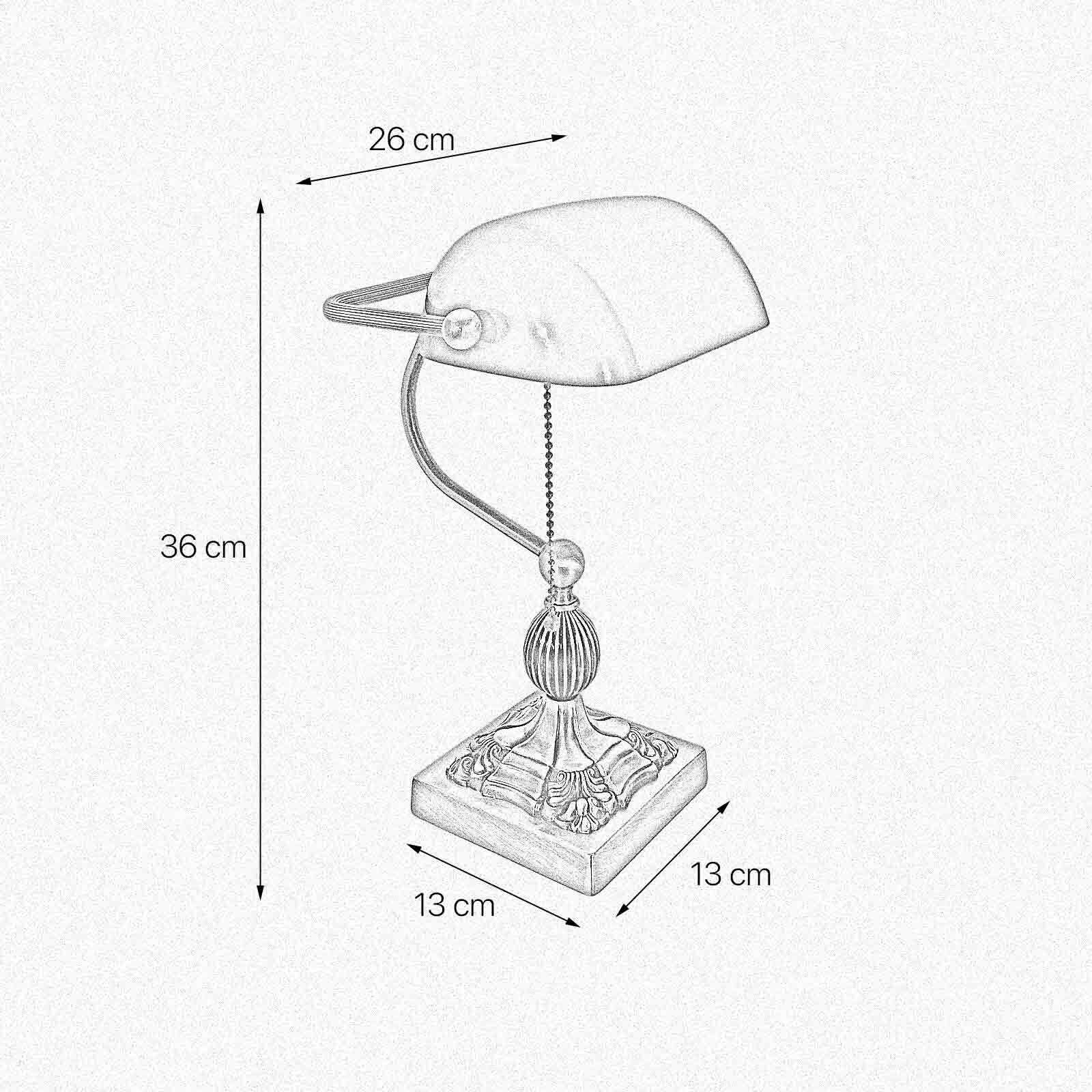 Bankerlampe Messing massiv Glas 36 cm hoch schwenkbar