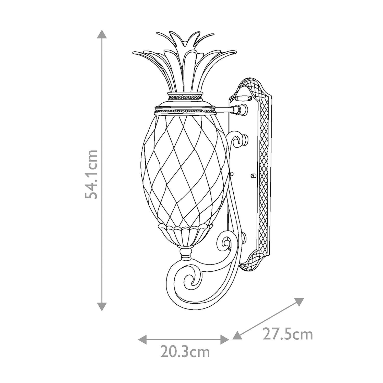 Wandleuchte außen Schwarz Antik IP44 dekorativ Ananas Design