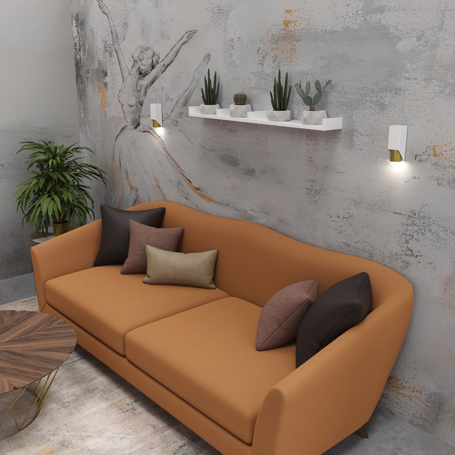 Wandlampe Metall Weiß Messing GU10 stilvoll akzentuiert