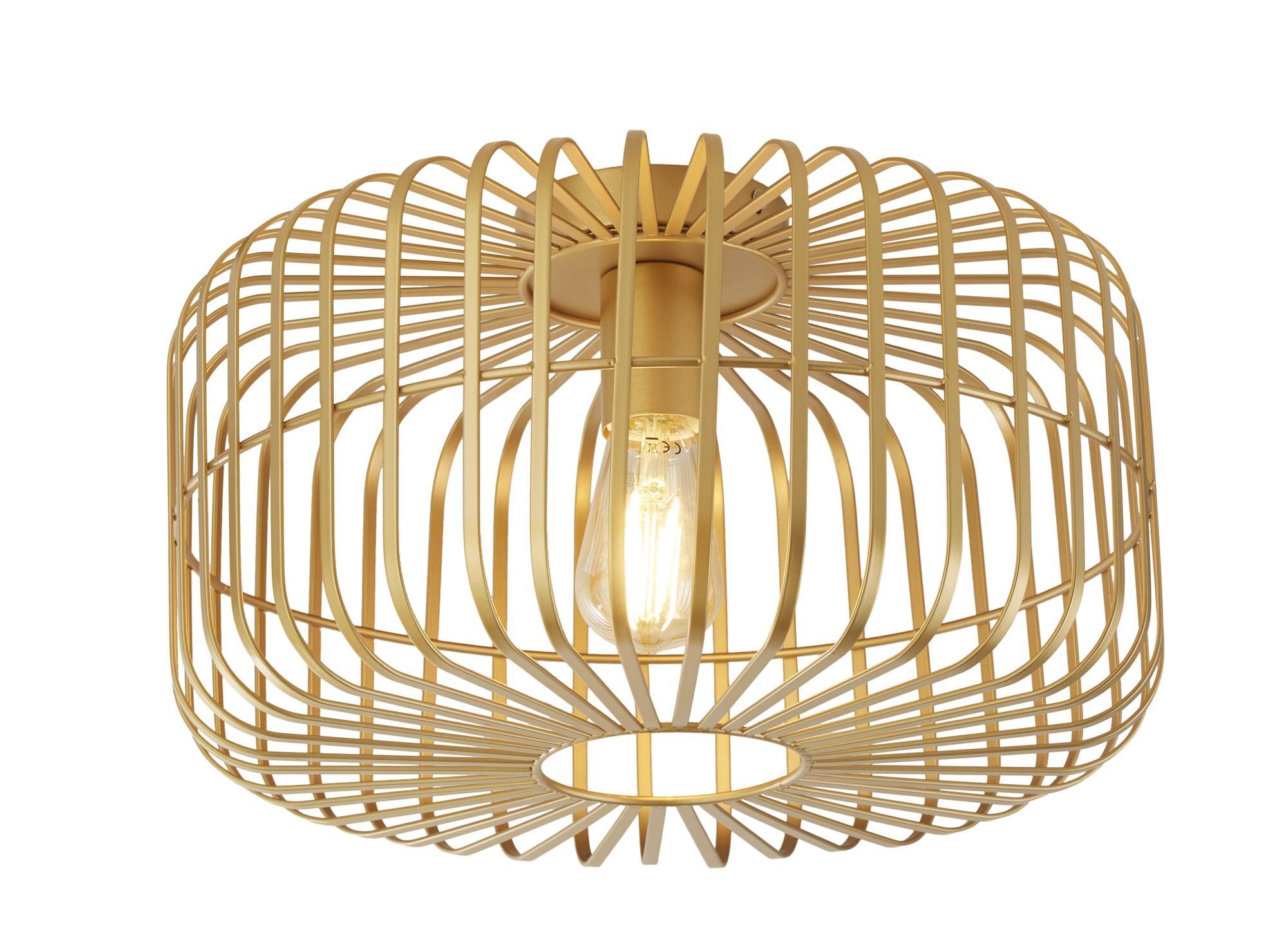 Deckenlampe Metall in Gold E27 Ø 40 cm rund Retro Design