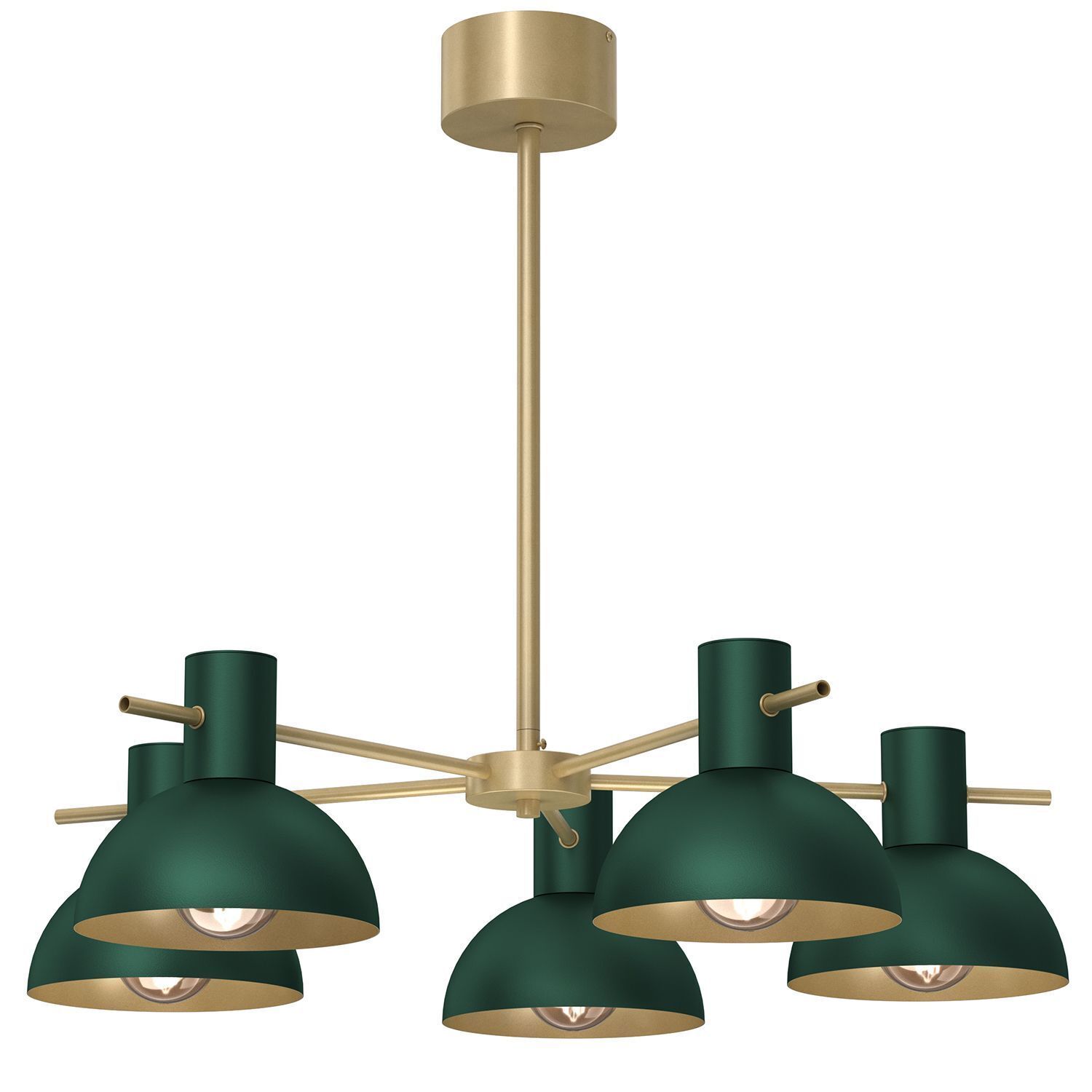 Deckenlampe Metall Dunkelgrün Gold E27 5-flmg elegant