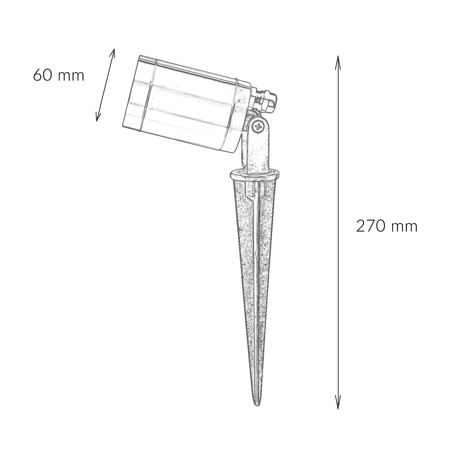 Gartenleuchte Erdspieß Echt-Messing IP64 verstellbar