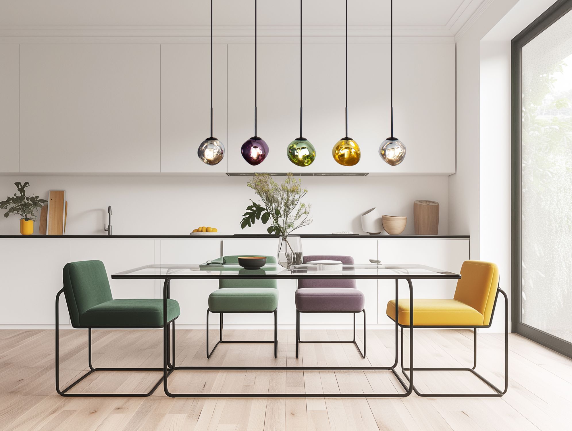 Hängelampe Glas Bunt 115 cm lang E14 Modern stylisch