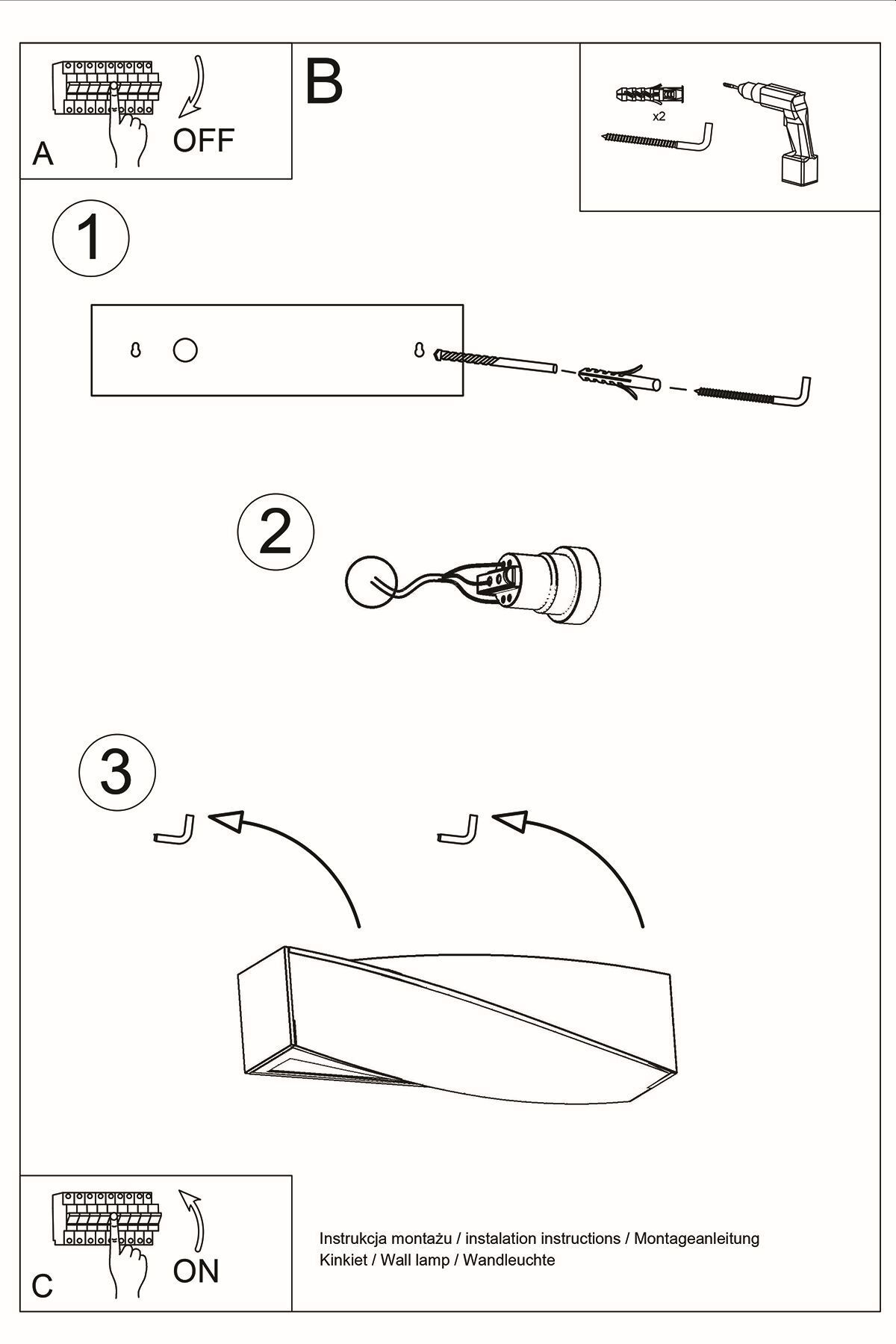 Wandlampe Schwarz Keramik Glas 42 cm Up Down indirekt