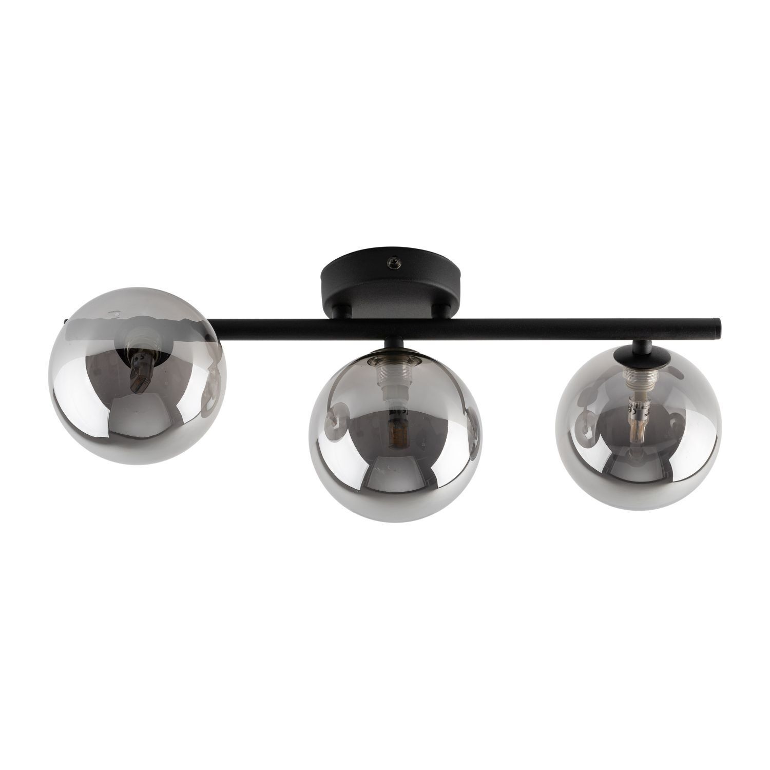 Deckenlampe 3-flammig 47 cm lang Schwarz Grau G9 Rauchglas