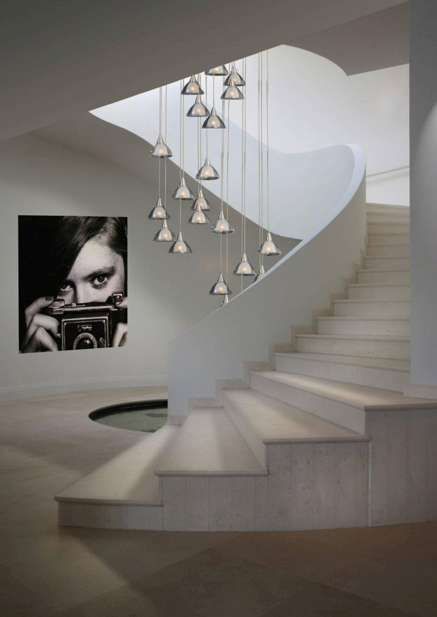 LED Hängelampe mit Glasschirm Modern in Nickel matt