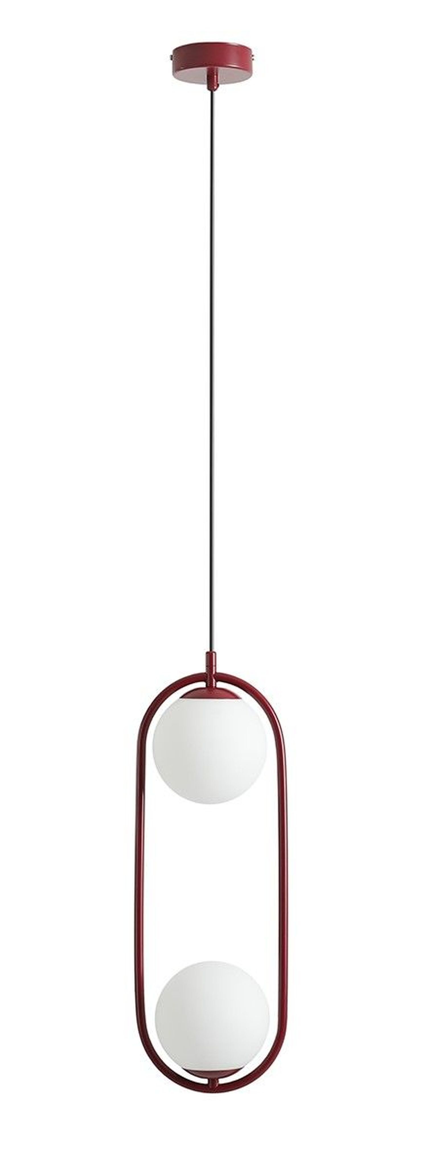Rote Pendelleuchte Metall Glaskugeln B:14 cm E14 2-flmg