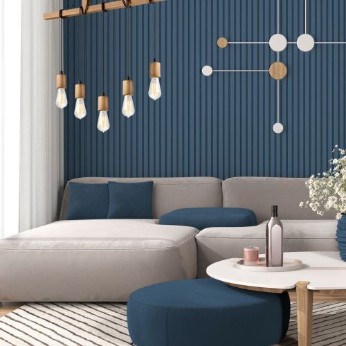Pendellampe Holz 5-flmg lang Esstisch vielseitig