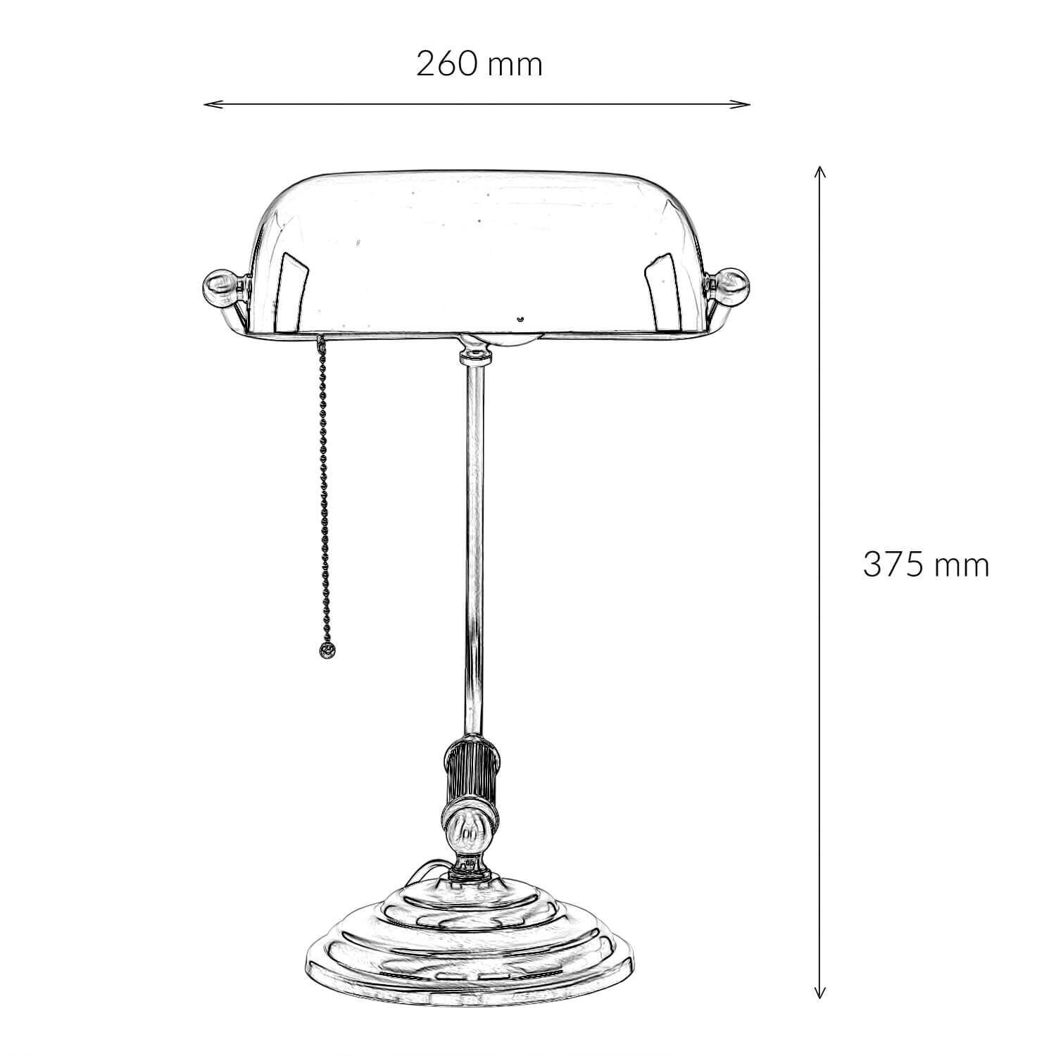 Bankerlampe Messing massiv 35,5 cm Zugschalter