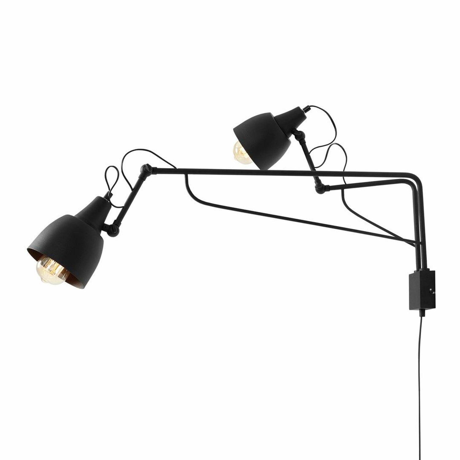 Wandlampe Metall B:18 cm E27 mit Schalter verstellbar