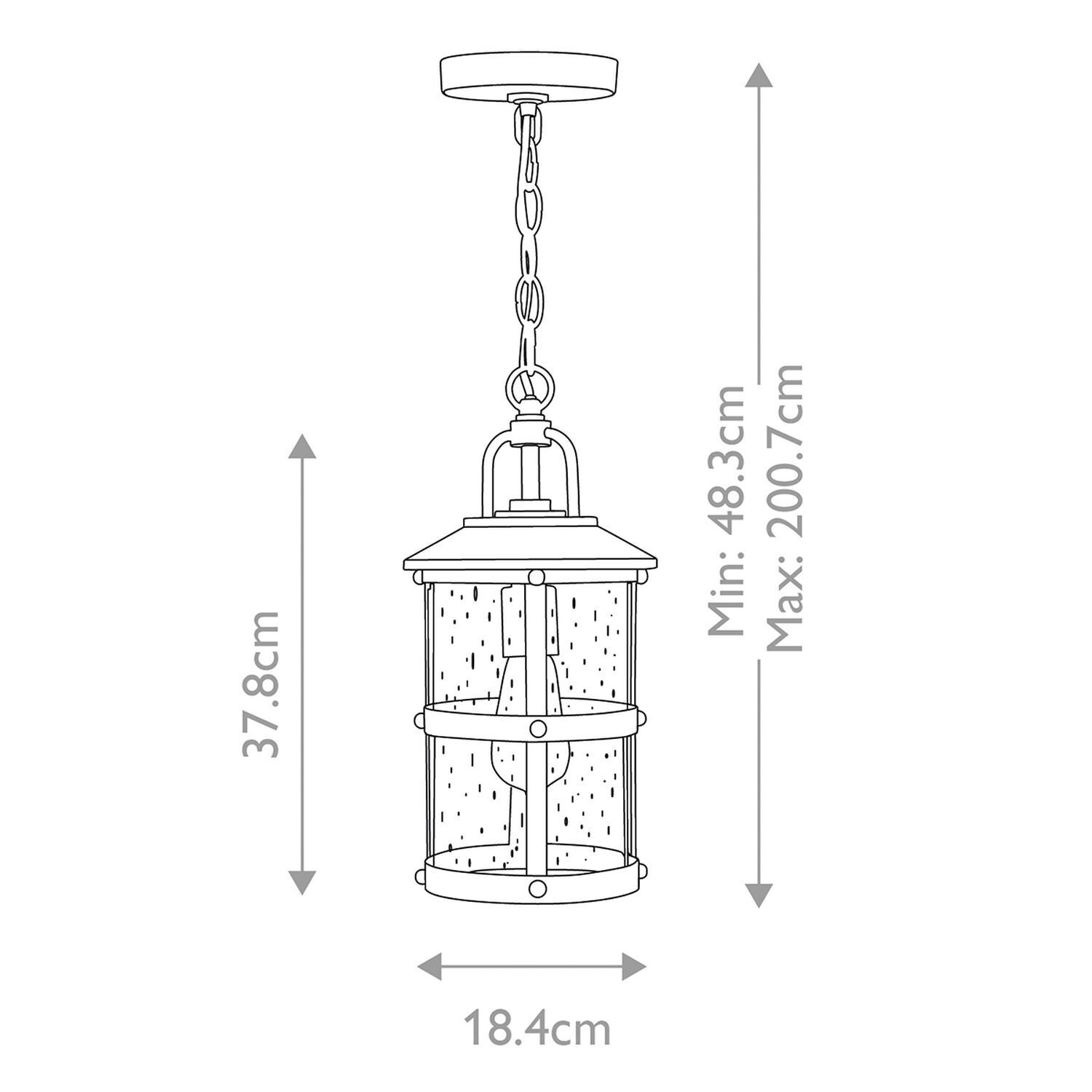 Hängeleuchte außen verstellbar H: max. 200,7 cm IP44