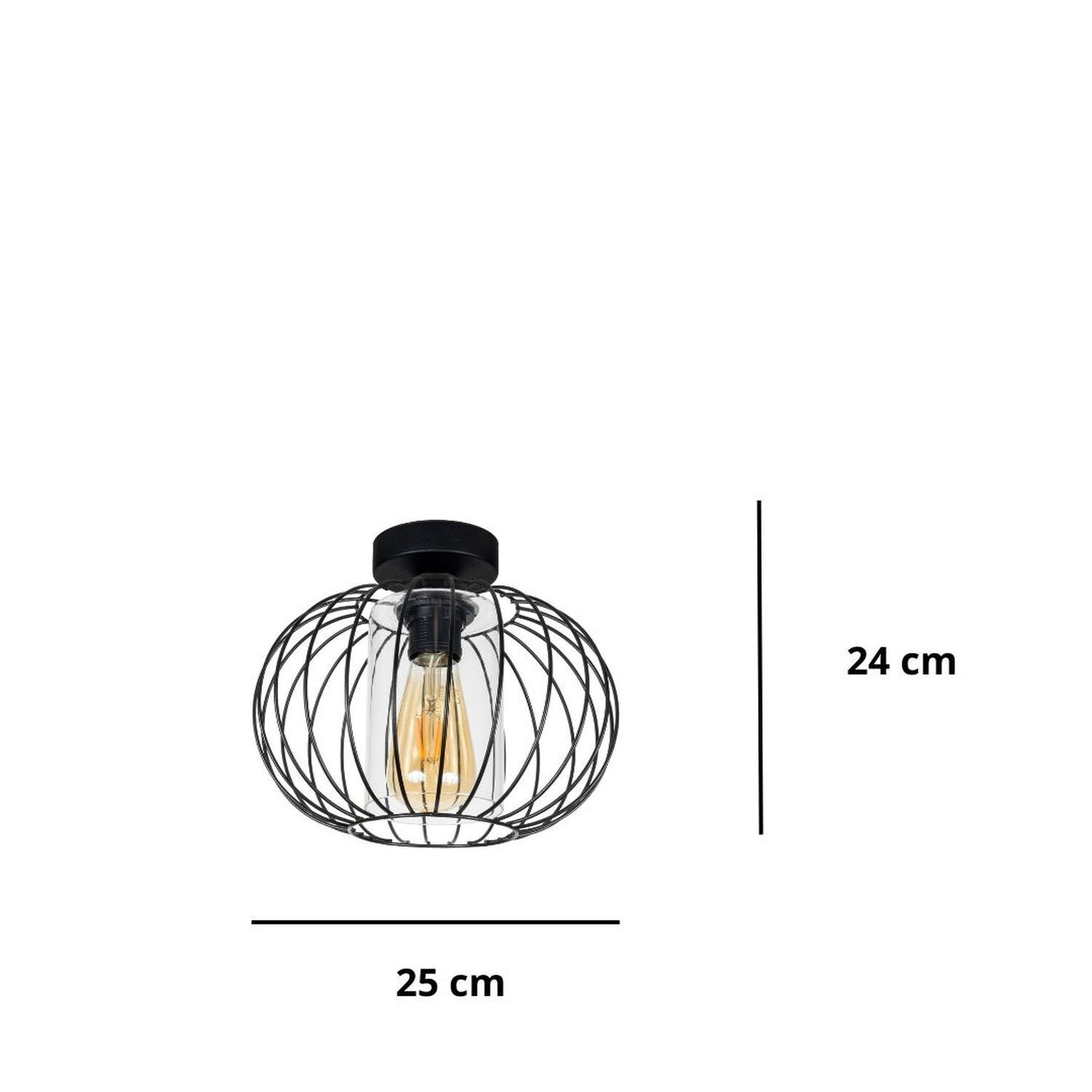 Deckenlampe Metall E27 rund Ø25 cm Schwarz Retro Design