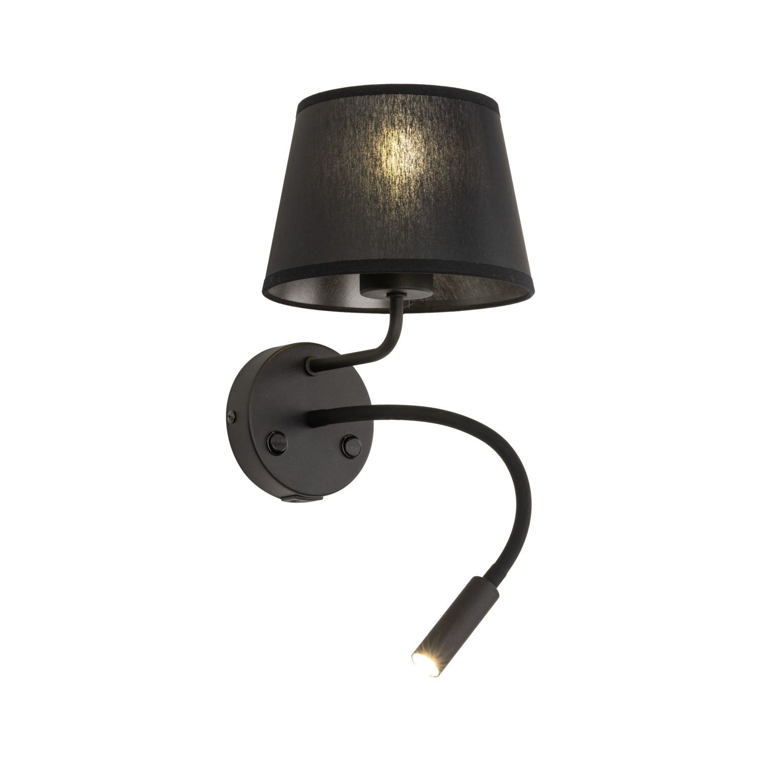 Wandlampe mit USB-Ladefunktion Schalter Lesearm Schwarz