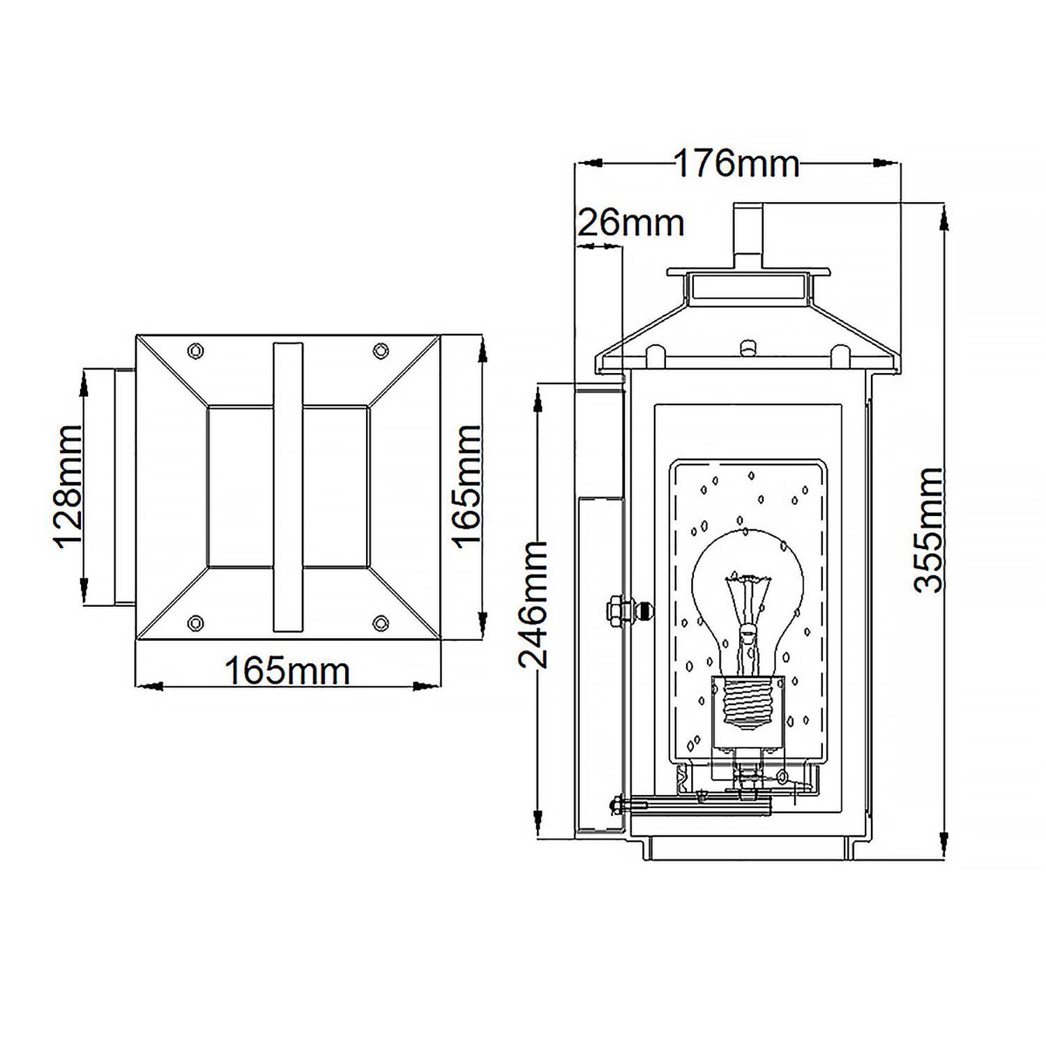 Außenwandleuchte E27 35,5 cm hoch IP44 Schwarz