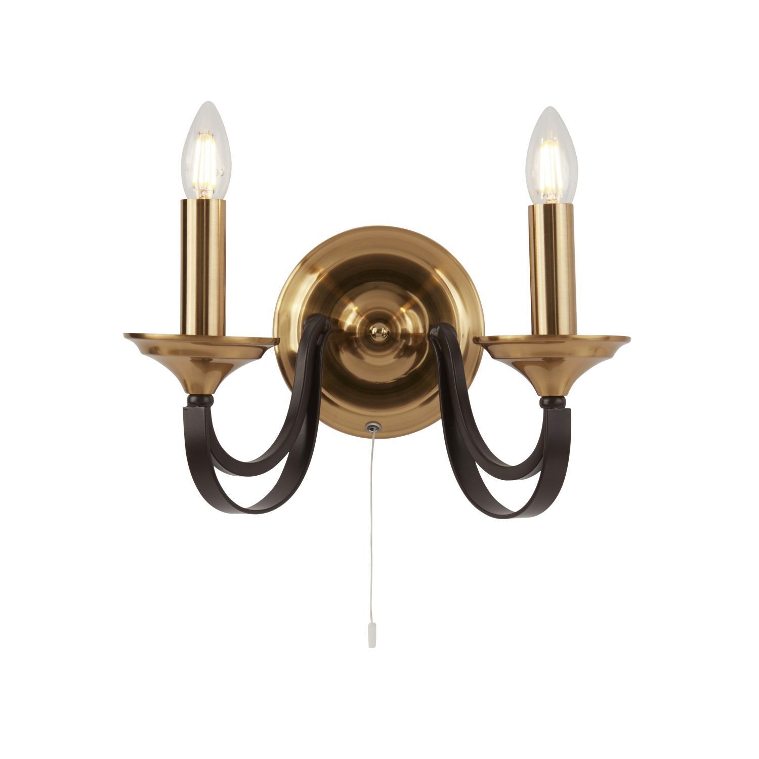 Wandlampe mit Schalter 2-flammig E14 in Bronze B: 33 cm