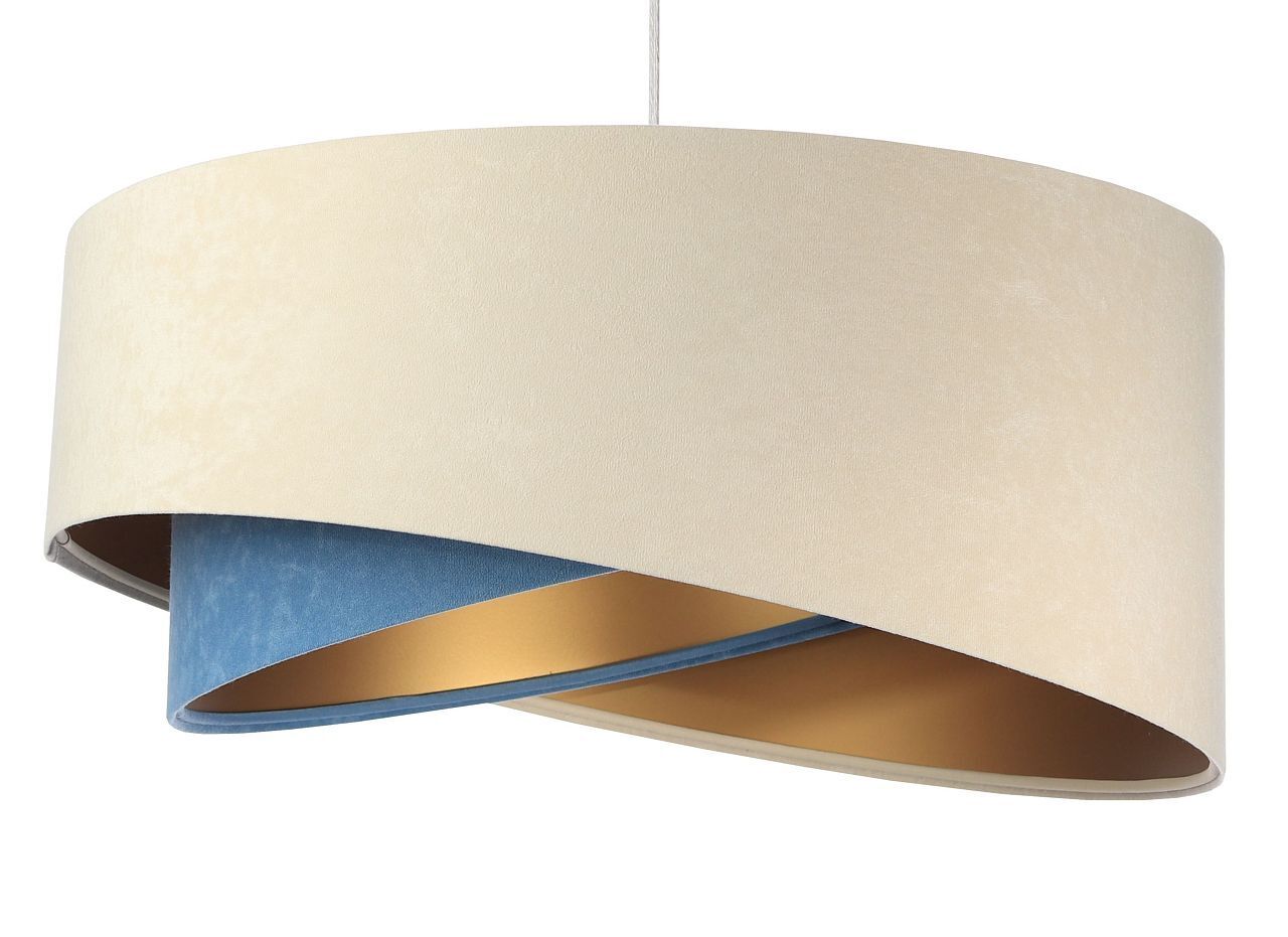 Hängeleuchte Modern Ø 50 cm Stoff Creme Blau Gold E27