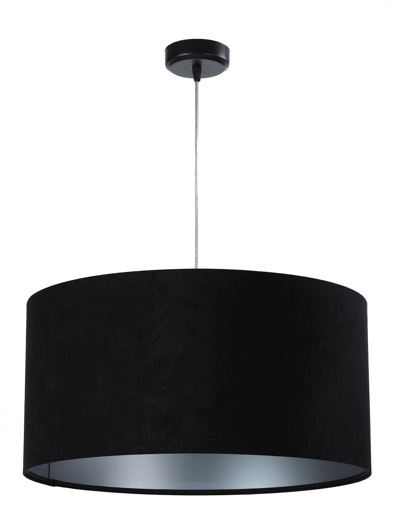 Pendelleuchte Esstisch Schwarz Silber Stoff Lampe