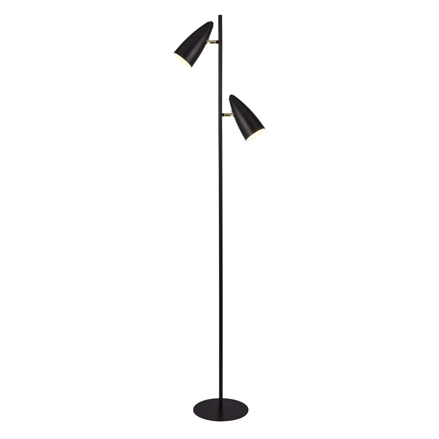 Stehlampe 2-flammig in Schwarz Gold E14 160 cm Metall